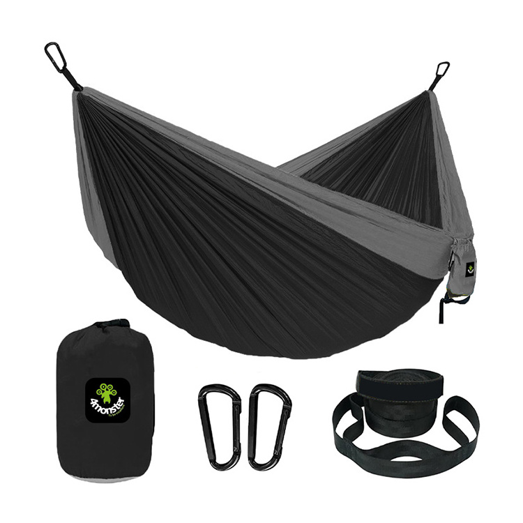 Camping Hammock Double & Single Portable Hammocks with 2 Tree Straps, Lightweight Nylon Parachute Hammocks for Backpacking