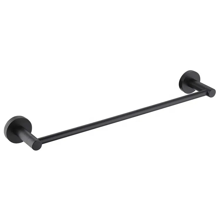 Hot-selling 60cm 24 inches Single Wall Mount Towel Rail Bathroom Accessories Matte Black Stainless Steel Towel Rack