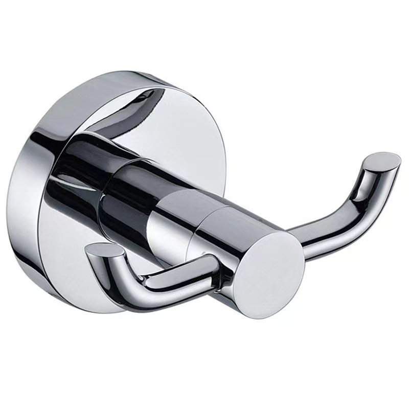 Heavy Duty Chrome Bath Towel Hook Double Prong Wall Robe Hook Coat Hanger For Bathroom 304 Stainless Steel Shining Clothes Hook