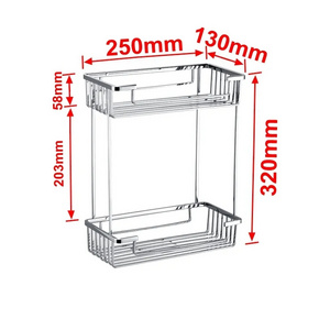 Wholesale Popular Adhesive Bathroom Shelf Stainless Steel 2-Tier Shower Caddy Storage Rack Wall Bathroom Shelves