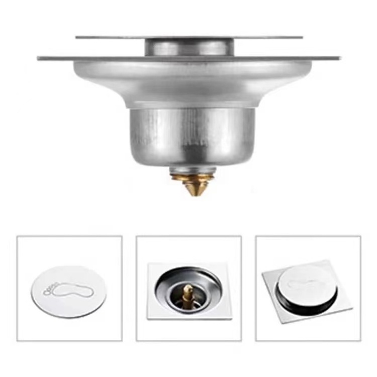 10cm 4 Inches Stainless Steel Bathroom Anti-odor Square Pop-up Floor Drain Mirror Finished Shower Floor Trap Strainer Drainer