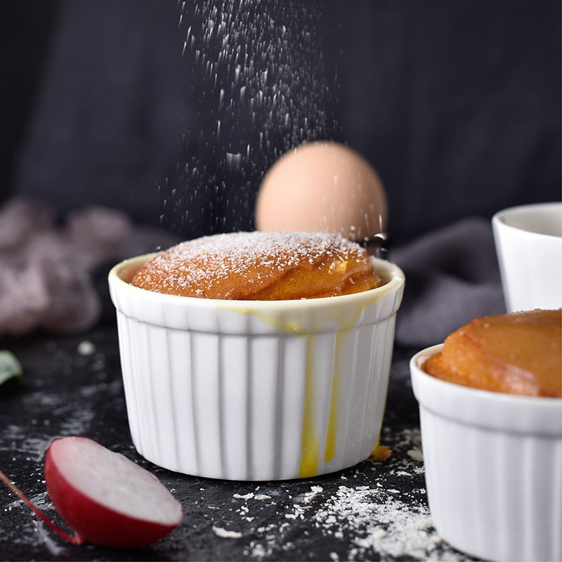 Dessert Ramekins White Ceramic Creme Brulee Ramekin Baking Pudding Cup Seasoning Dish Dipping Sauce Round Dish Set