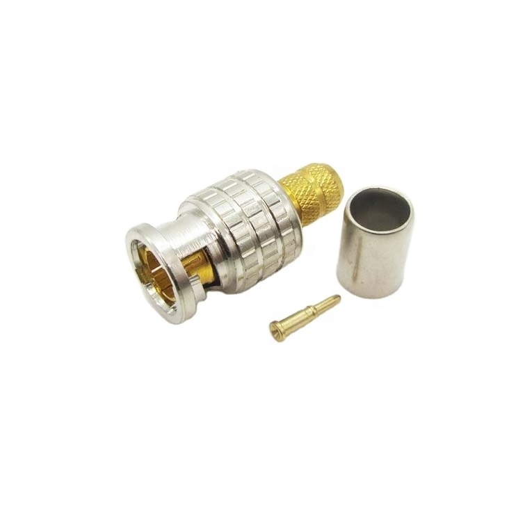 High performance full brass 75 ohm RF Coaxial BNC male crimp connector for RG58 RG59 RG6 cable