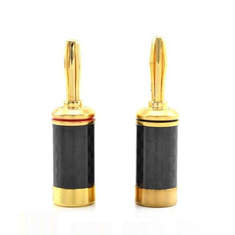 Good quality gold plated carbon fiber solderless  Banana plug speaker plug for speaker terminal binding post