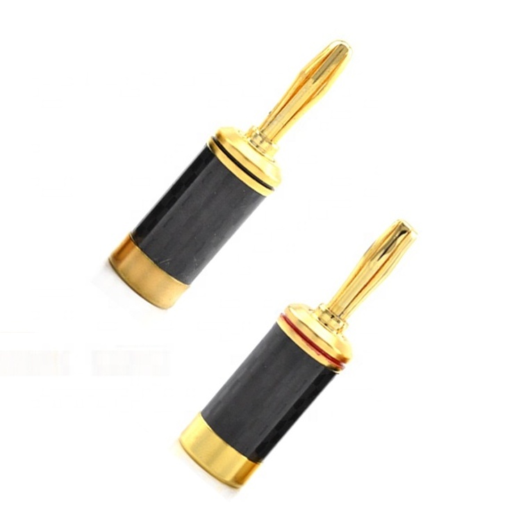 Good quality gold plated carbon fiber solderless  Banana plug speaker plug for speaker terminal binding post