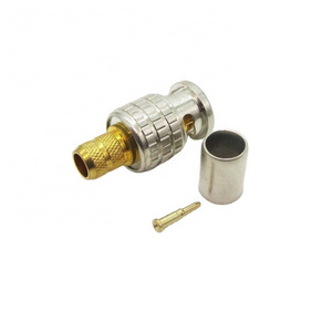 High performance full brass 75 ohm RF Coaxial BNC male crimp connector for RG58 RG59 RG6 cable