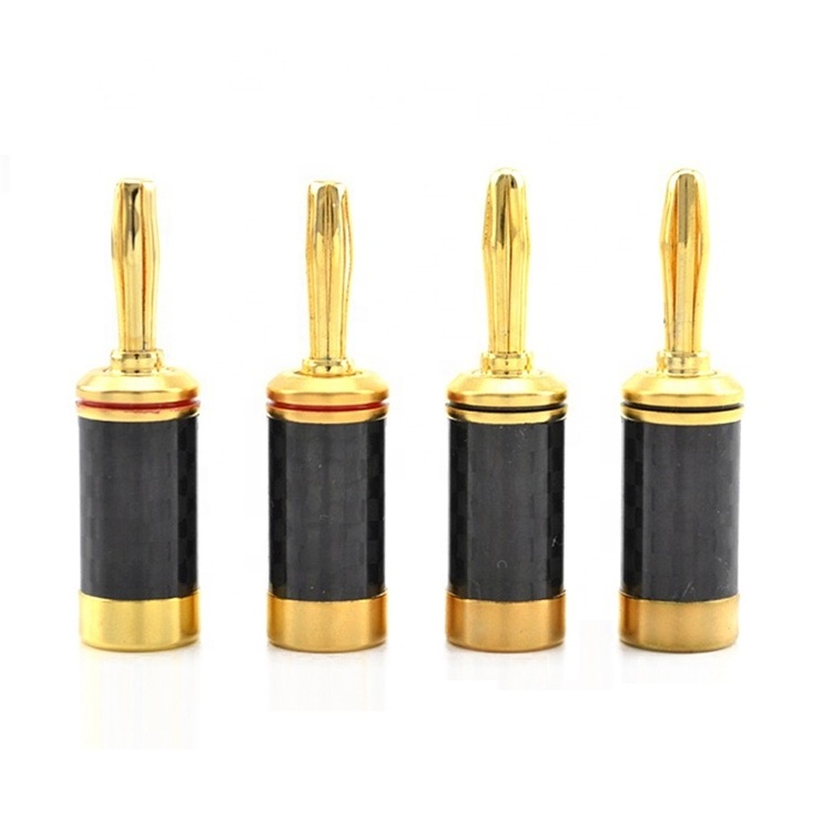 Good quality gold plated carbon fiber solderless  Banana plug speaker plug for speaker terminal binding post