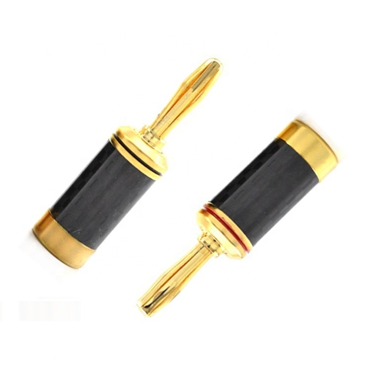 Good quality gold plated carbon fiber solderless  Banana plug speaker plug for speaker terminal binding post