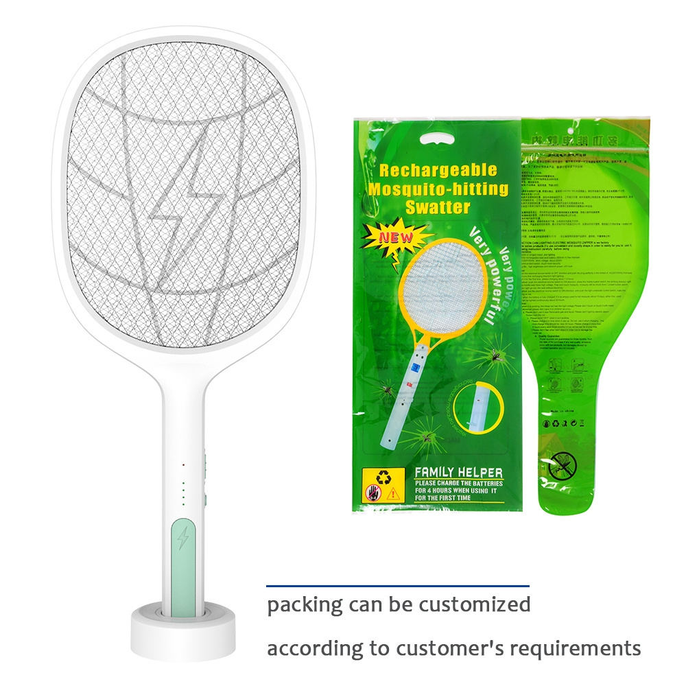 Hot Sale Pest Control USB Mosquito Killer Racket UV Electric Mosquito Bat Swatter with Base Rechargeable Bug Zapper Mosquito 12v