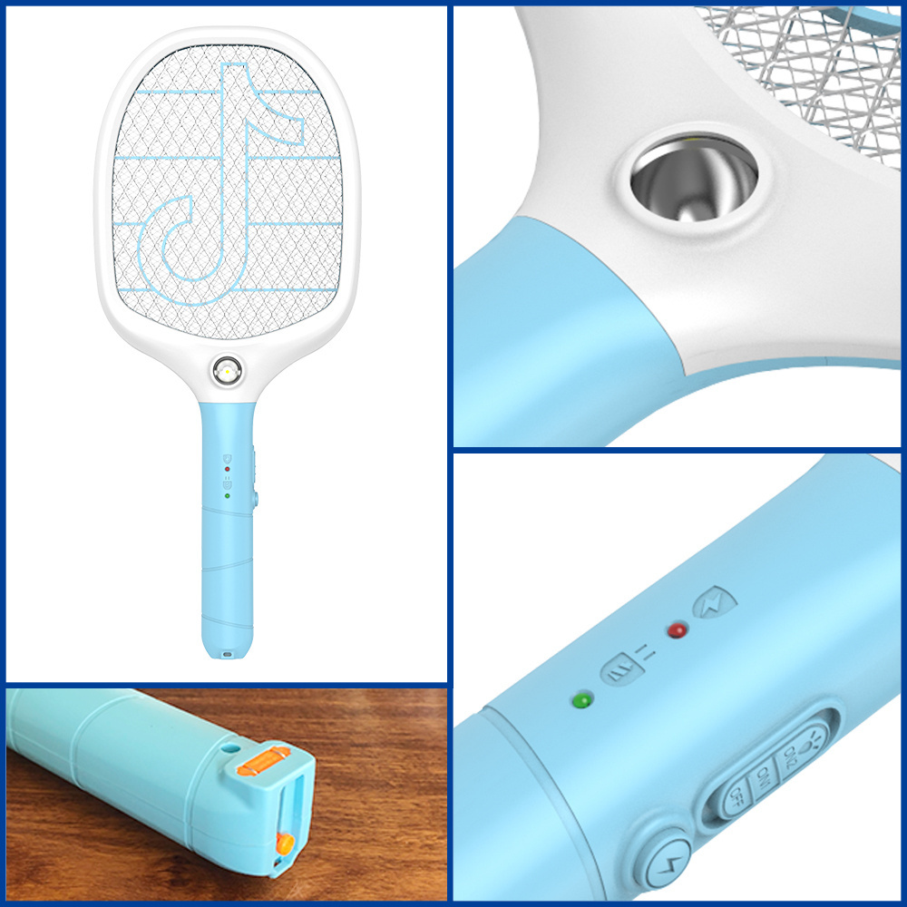 2022 Hot Electric Mosquito Swatter Rechargeable Mosquito Racket Outdoor Mosquito Zapper Flying Swatter Bug Zapper for Home 2pcs