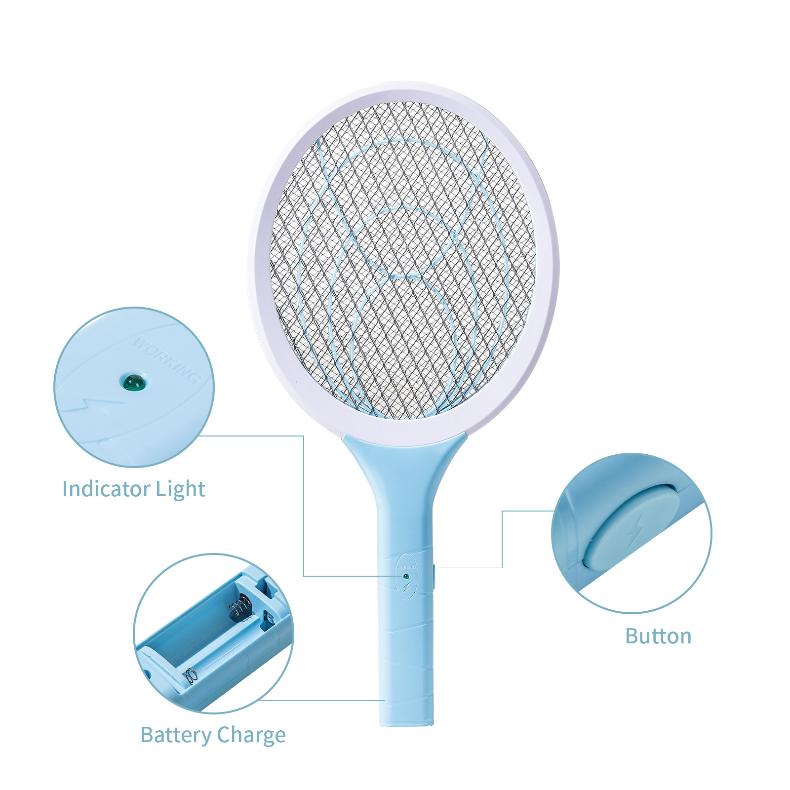 Portable Durable Mosquito BUG Zapper Fly Electric Mosquito-hitting Swatter Electric Mosquito Racket Pest Control