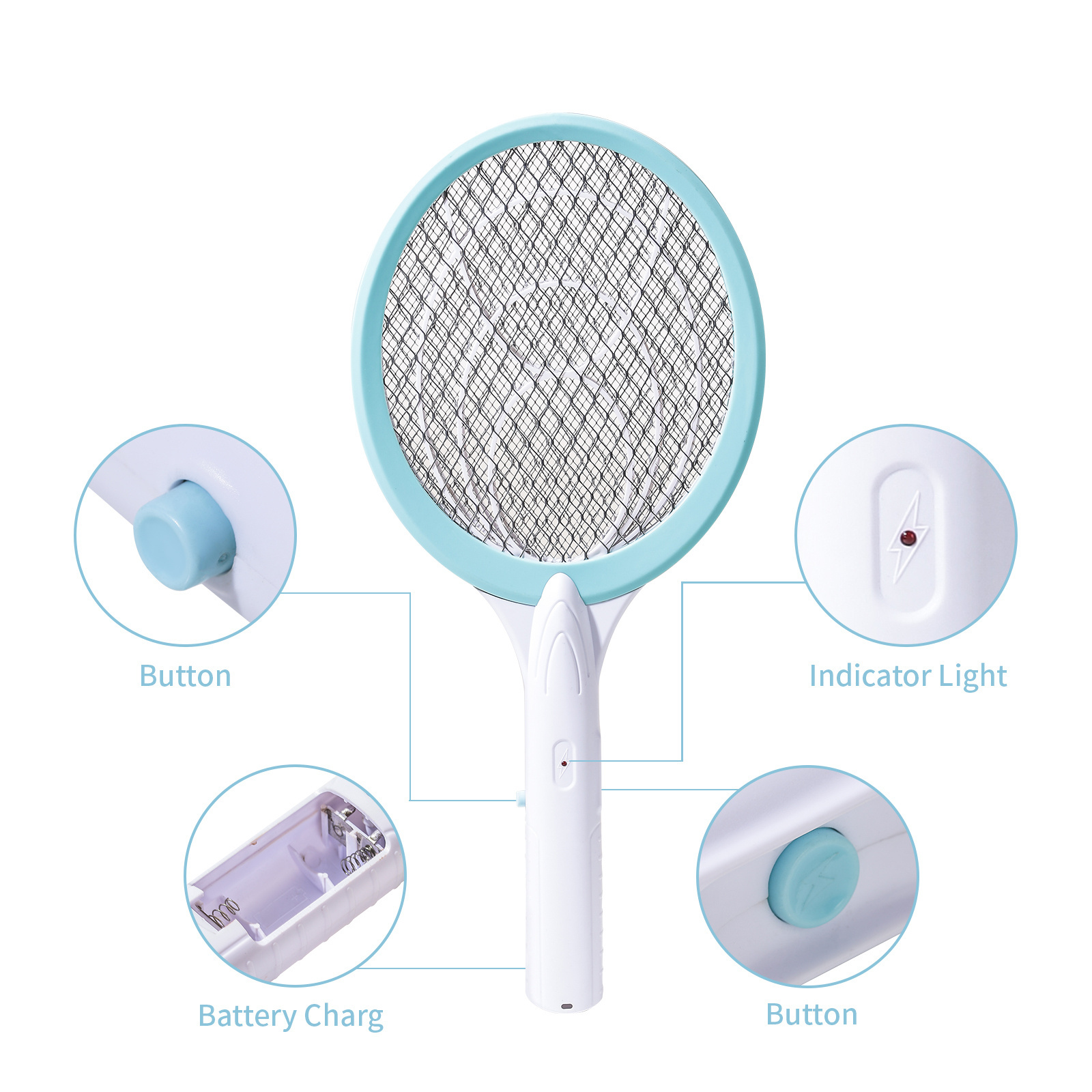 Korea Battery Operated Bug Zapper  double control Electric Mosquito Killing Bat Swatter Racket Pest Repeller