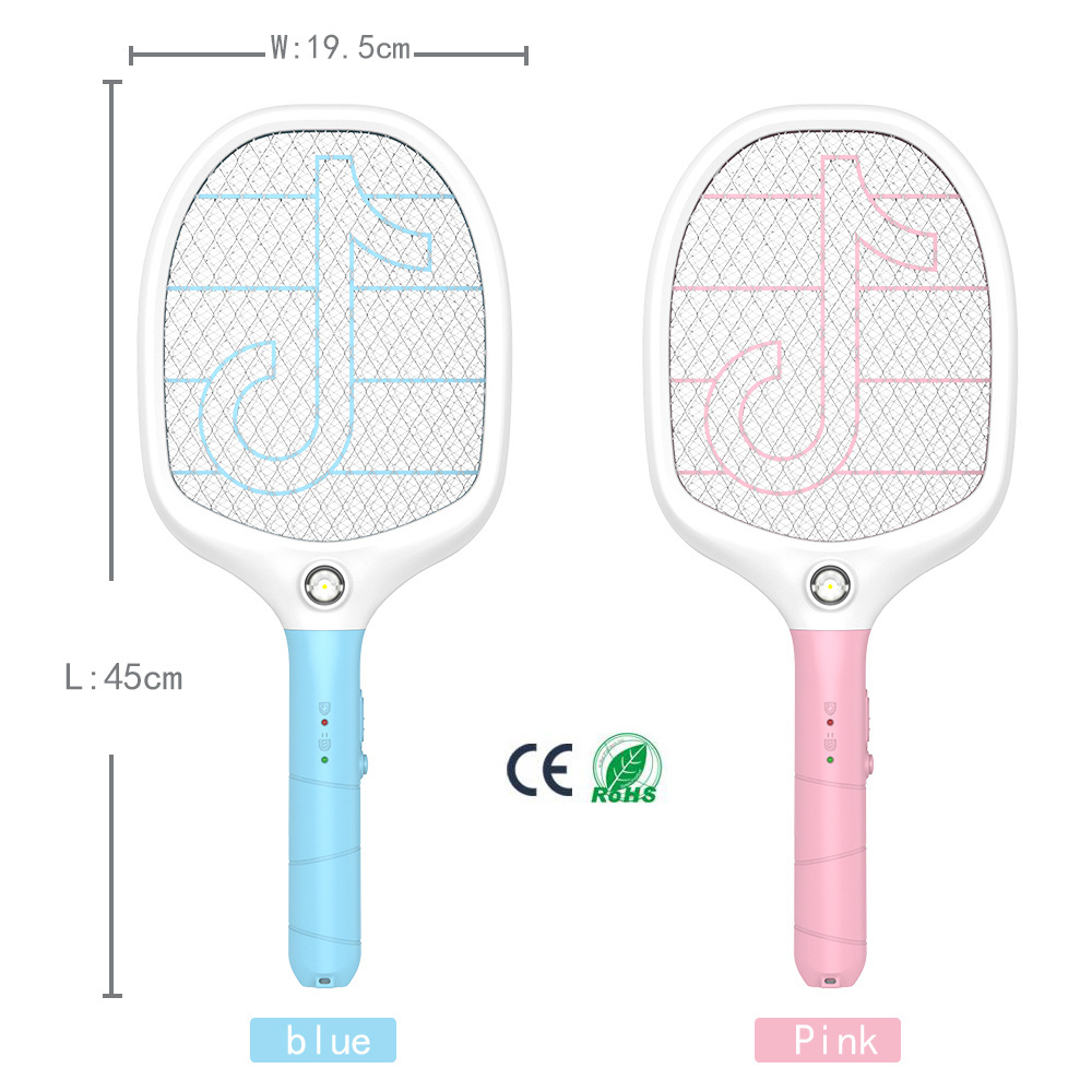 2022 Hot Electric Mosquito Swatter Rechargeable Mosquito Racket Outdoor Mosquito Zapper Flying Swatter Bug Zapper for Home 2pcs