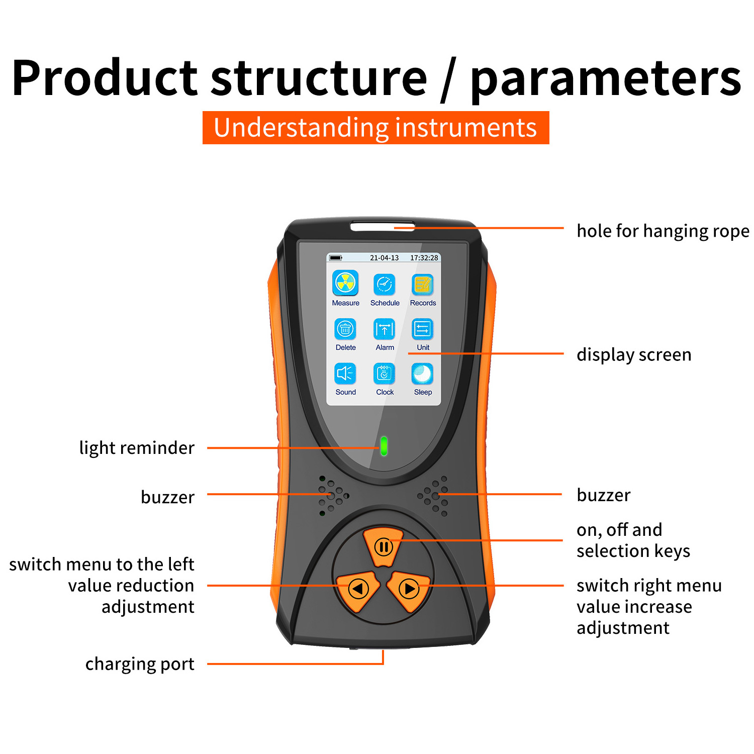 Aikesi Nuclear Radiation Detector,HFS-10,Portable handled radiation Monitor with LCD Display Gamma ray