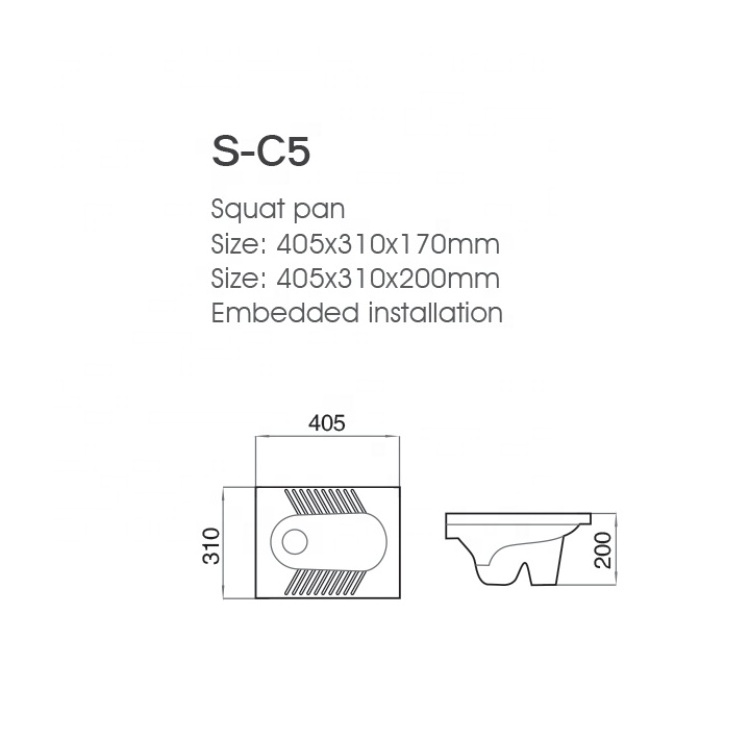 Chaozhou Sanitary Ware Ceramic Toilet Bathroom Squat pan Reliable Market Price Embedded installation Squatting Pan S-C5