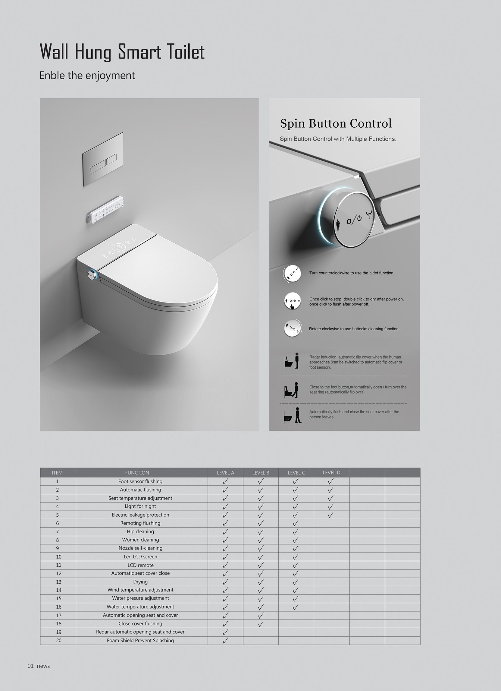 Wall Mounted Installation Smart Toilet Home Hotel Restaurant Bathroom Sanitary Ware Wc Toilet Ceramic