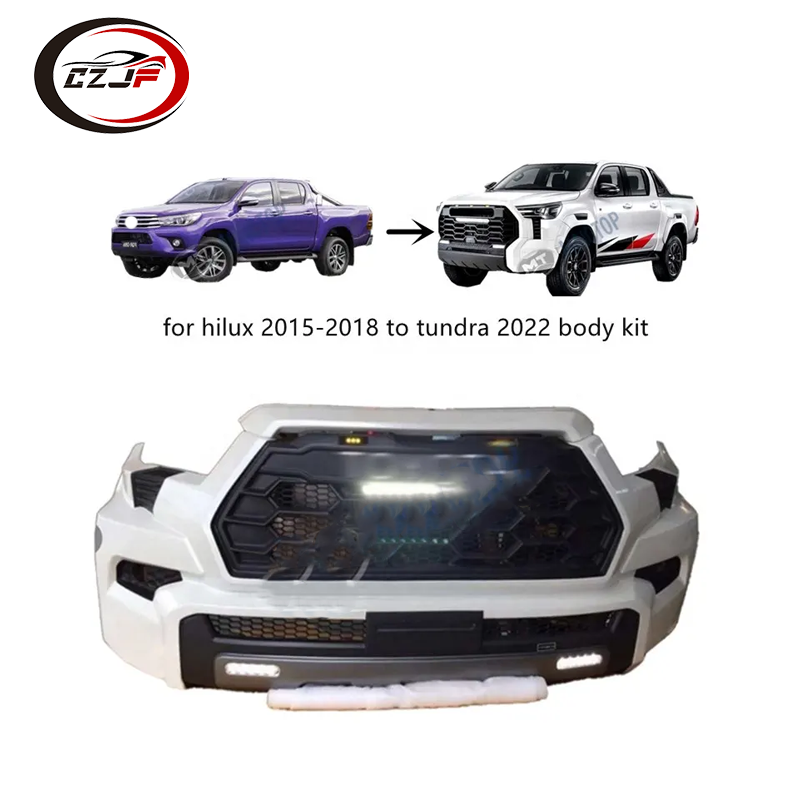 CZJF Car Accessories Face Lift Front Bumper For Hilux Revo 2015-2018 Restyle To Tundra Facelift Modified Grille Body Kit