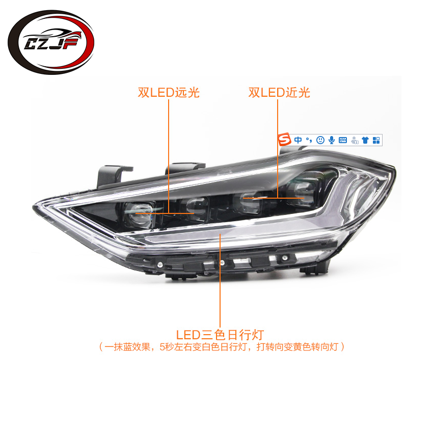 CZJF Car Accessories Front left drive Head Led Lamp Tail Light Led Headlight For Hyundai Elantra 2016 2017 2018 2019 2020