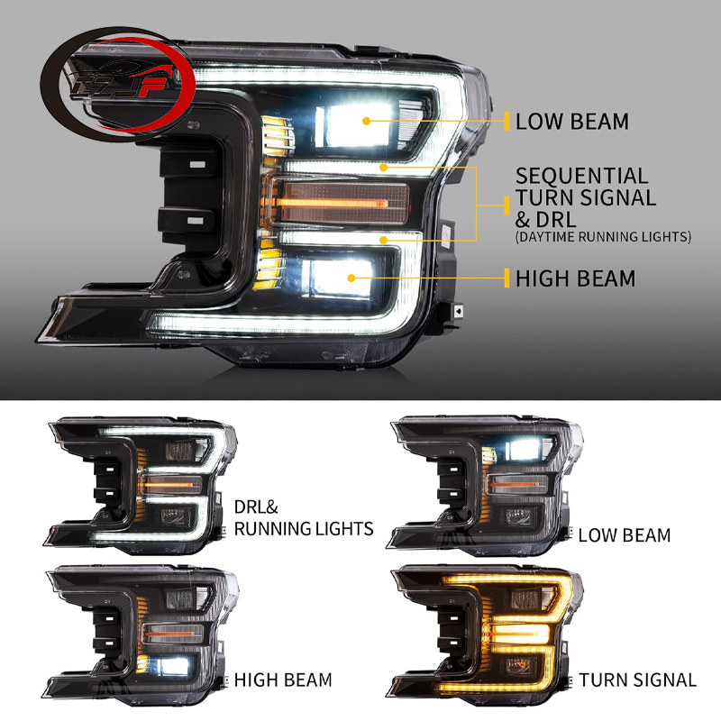 CZJF Wholesales Sequential Turn Signal full LED Led Head Lamp Headlights For Ford F150 2018 2019 2020 2021 2022 2023 2024