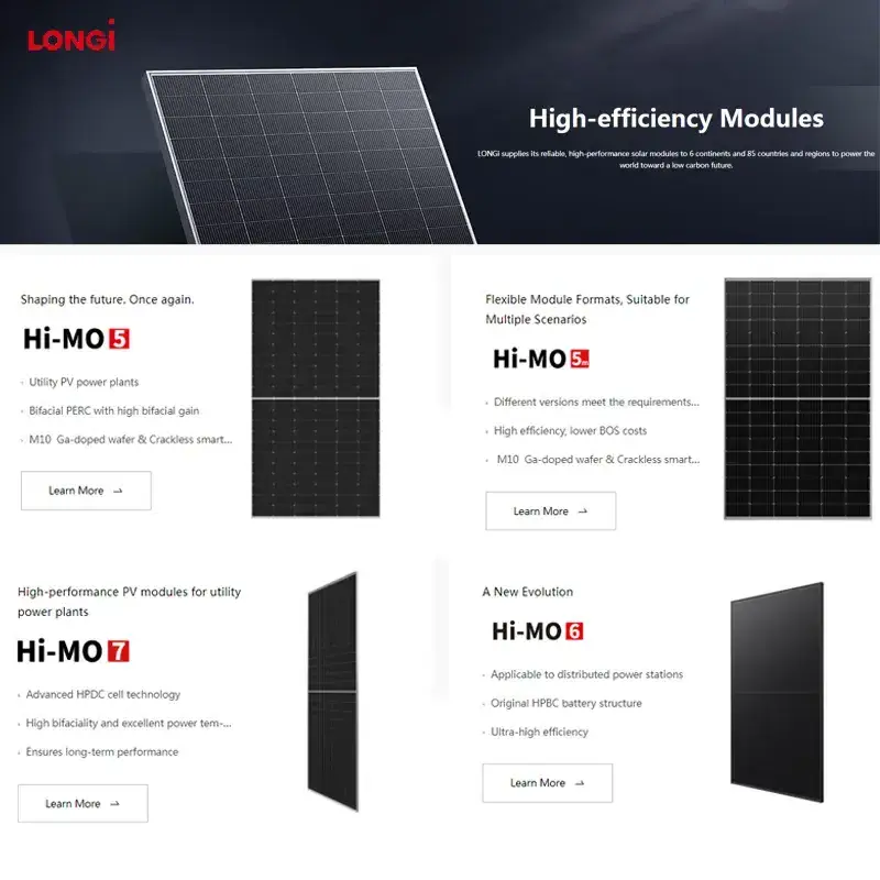 HIMO5 Longi 420W 410W 400W Bifacial Easy Photovoltaic Solar Paneles Components for Home Electricity Solares