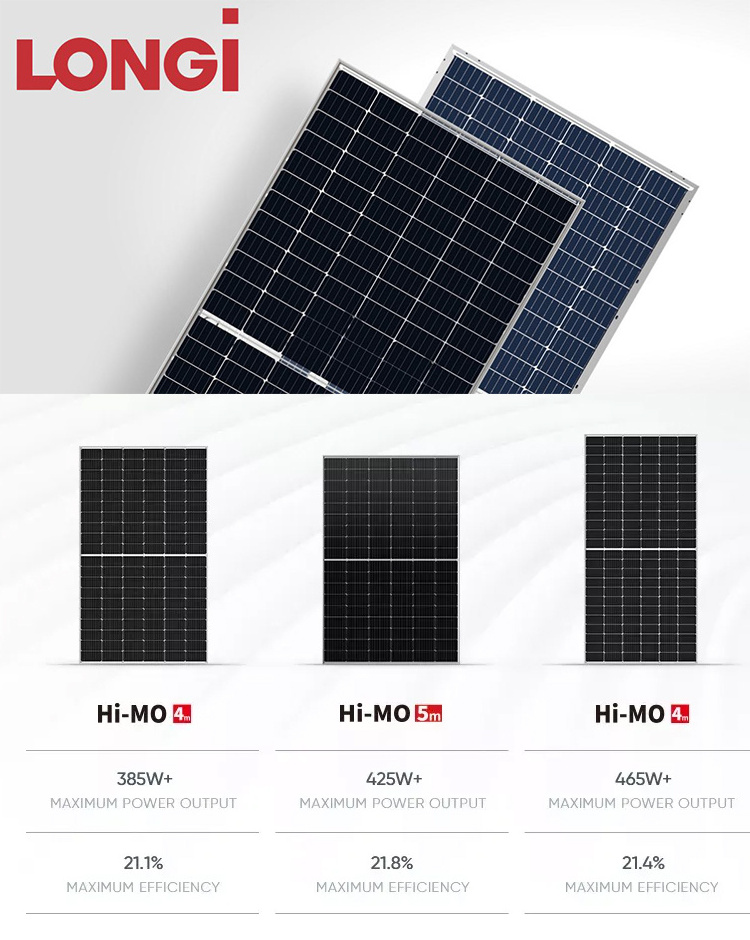 LONGi 560W 580w Sollar Panel Price Half Cells 535W 540W 545W 550 watt Topcon Bifacial Solar Panels with TUV/CE Certification