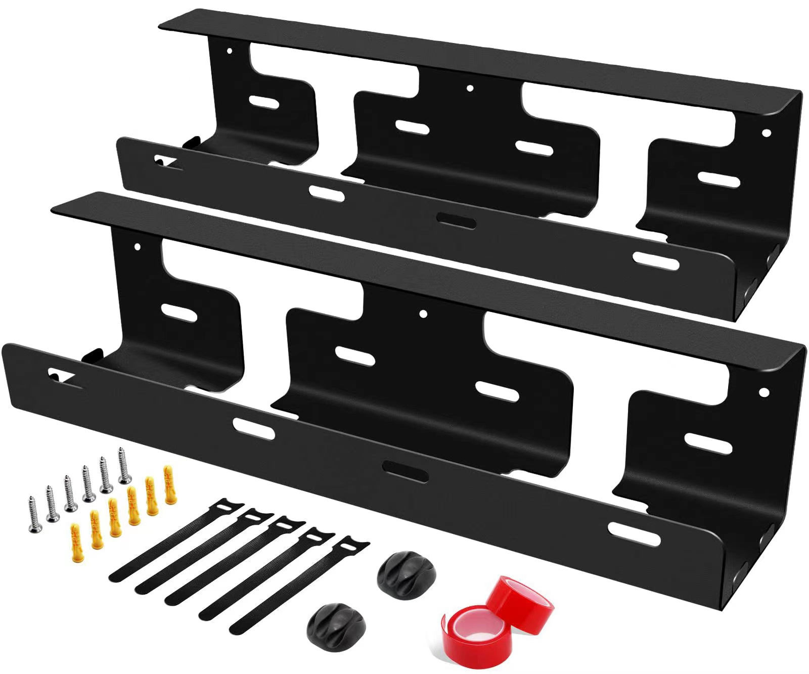 Black Steel Under Desk Table Pc Cable Cord management Tray USB Organizer Metal cable tray