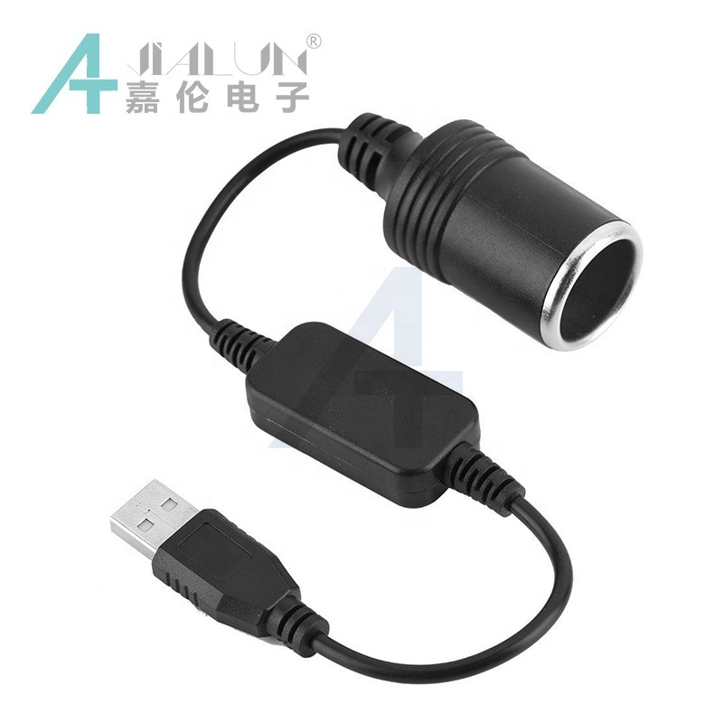 JIALUN Input 5v to Output 12v USB Connector to Car Cigarette Socket Lighter Charger Socket