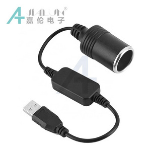 JIALUN Input 5v to Output 12v USB Connector to Car Cigarette Socket Lighter Charger Socket