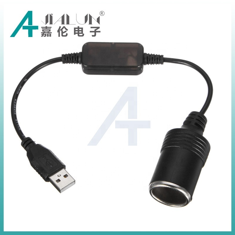 JIALUN Input 5v to Output 12v USB Connector to Car Cigarette Socket Lighter Charger Socket