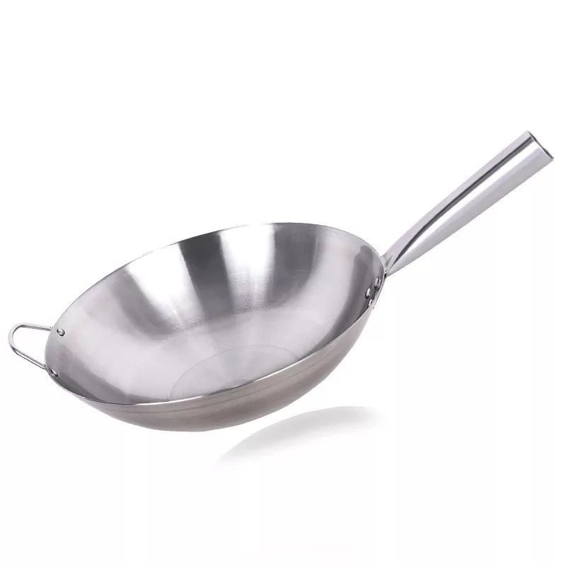 Stainless Steel Wok Cooking Wok 26-100cm with Two Handle Fry Pan Chinese Wok Pan