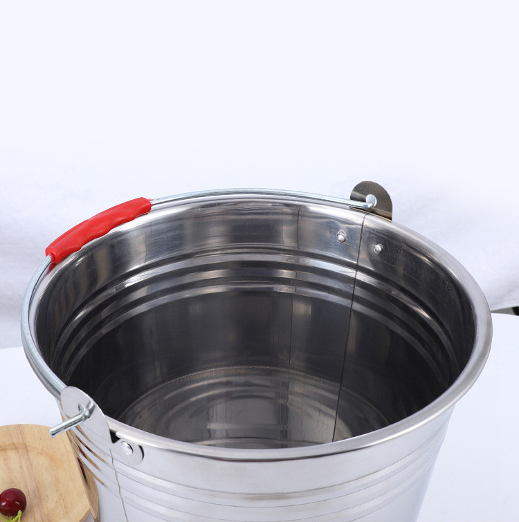 Water Bucket with Handle Water Pail with Lid High Quality 410 201 Stainless Steel Metal Carton BUCKETS Oval Inox Ice Bucket