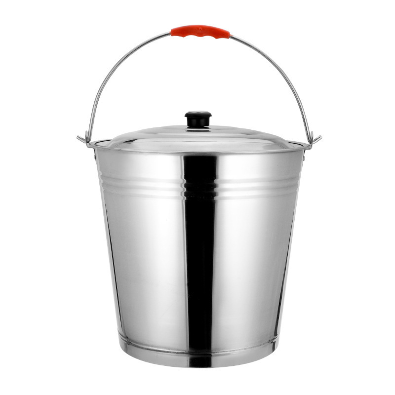 Water Bucket with Handle Water Pail with Lid High Quality 410 201 Stainless Steel Metal Carton BUCKETS Oval Inox Ice Bucket