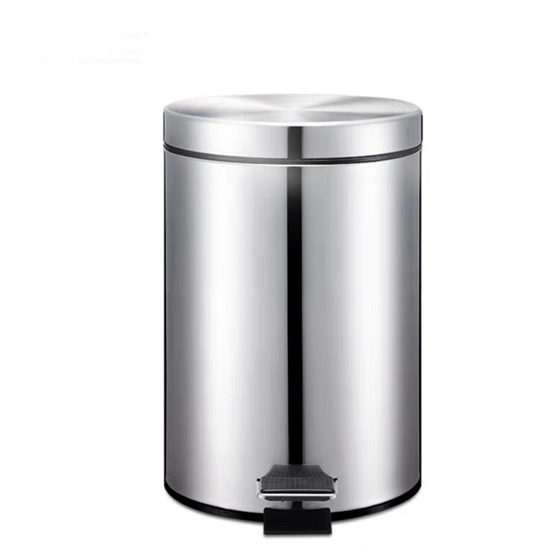 Cheap Pedal Bin Metal Bucket Round Brushed Stainless Steel Step Trash Can Waste bin