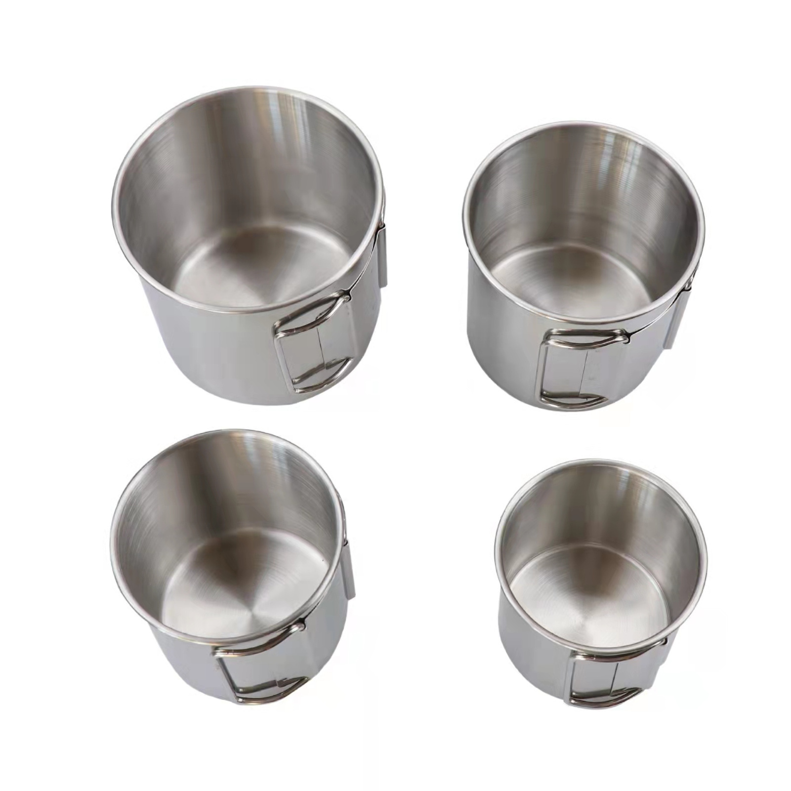 Stainless Steel Mug Outdoor Travel Folding Handle Single Wall Mug Cup Coffee Cup Camping Mug Cup