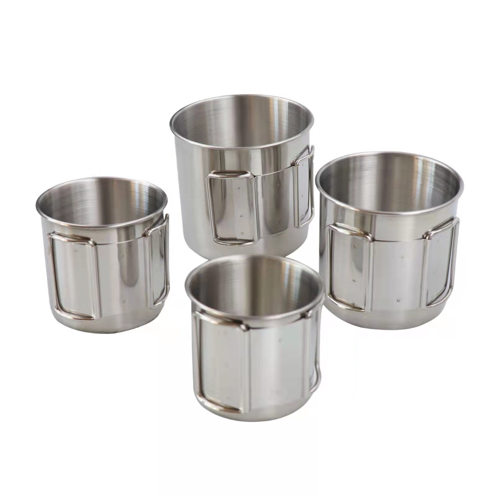 Stainless Steel Mug Outdoor Travel Folding Handle Single Wall Mug Cup Coffee Cup Camping Mug Cup