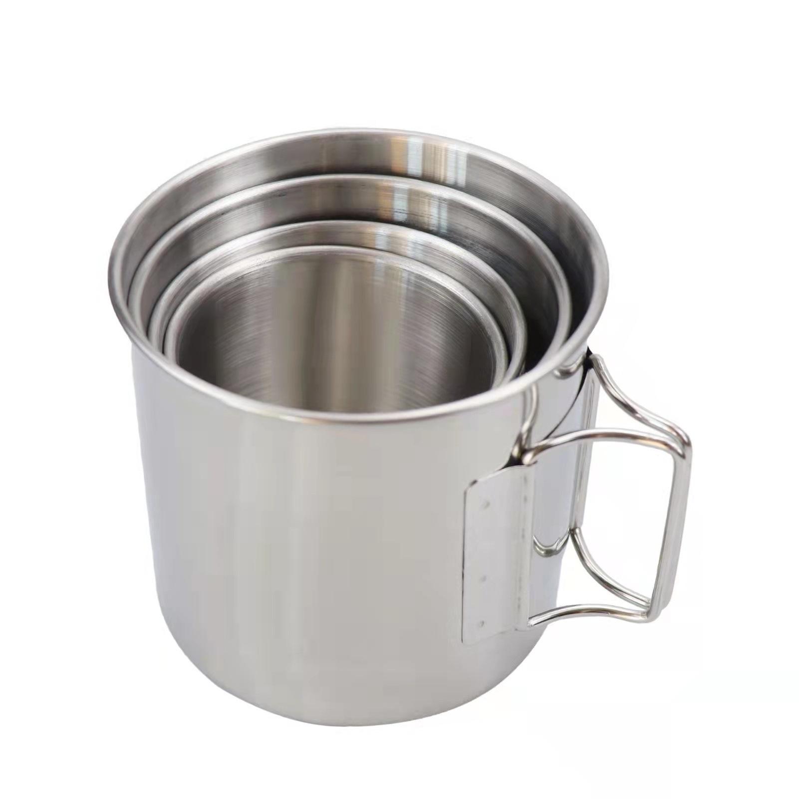 Stainless Steel Mug Outdoor Travel Folding Handle Single Wall Mug Cup Coffee Cup Camping Mug Cup