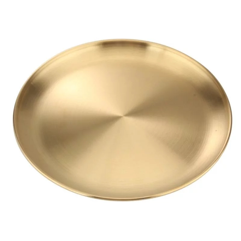 Wholesale Luxury Royal Modern Restaurant Plate Stainless Steel Custom Serving Pizza Tray Plate Dish Dinner Plates