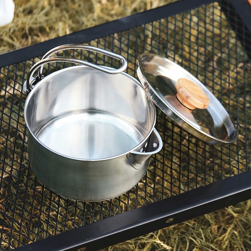 Stainless Steel Outdoor Pots Camping Cookware Set Portable Kitchenware Kit Camping Kettle & Hiking Camping Pot