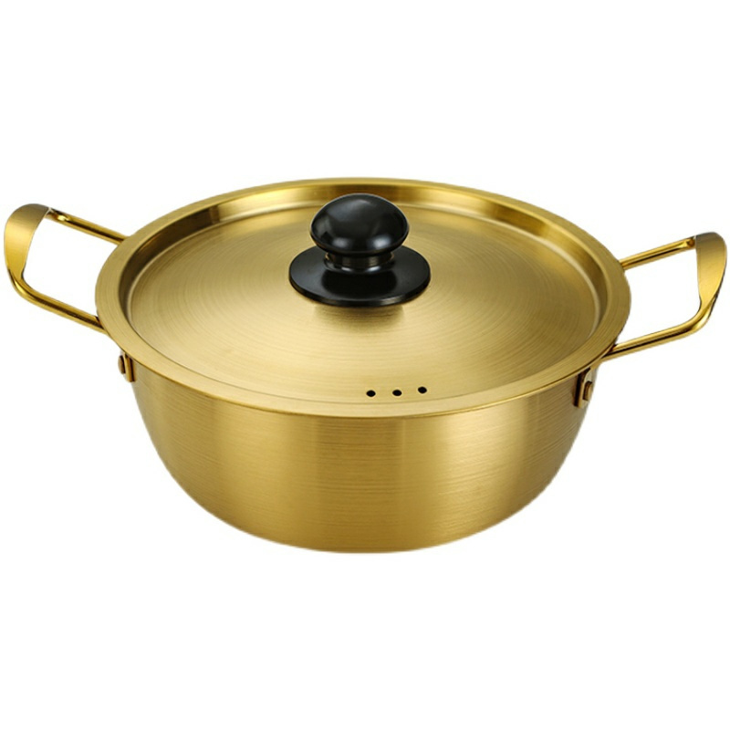 High Quality Stainless Steel Soup Pot Instant Noodles Pan Gold Seafood Pot Korean Milk Pot