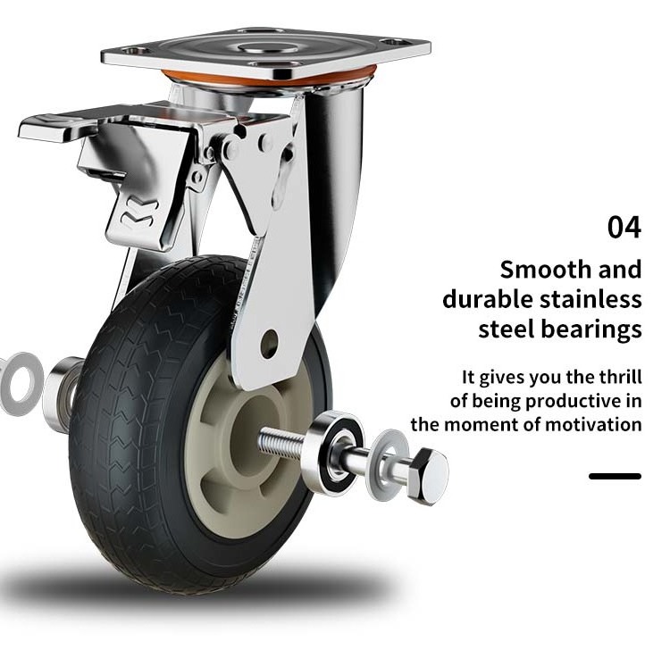 industrial Silent fixed swivel  4 5 6 8inches load 150kg 450kg rubber castor wheel heavy duty caster wheels for platform trolley