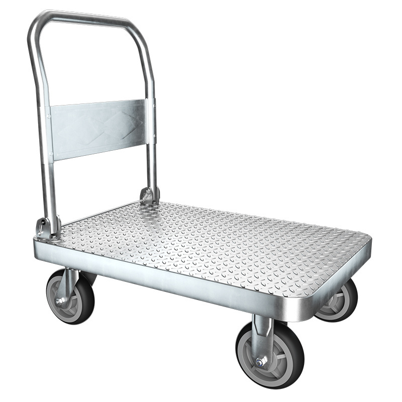 Warehouse 900mm*600mm size 450kgs heavy duty hand trolley Cold Rolled Steel Platform Trolley Flatbed hand truck Trolley