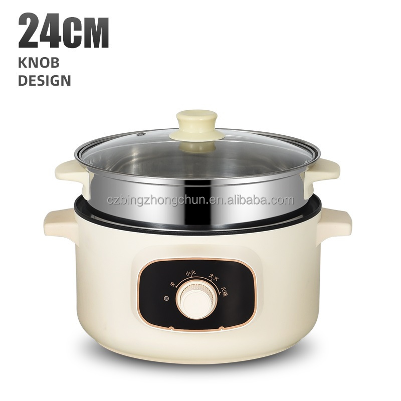 Round Shape Multipurpose Instant Noodle Cooker Electric Boiling Pot Small Power Electric Hot Pot With Steamer