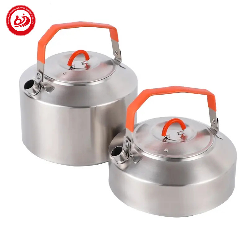 Stock Available Portable hiking product18/8 Stainless steel outdoor camping tea travel kettle with handle for camping