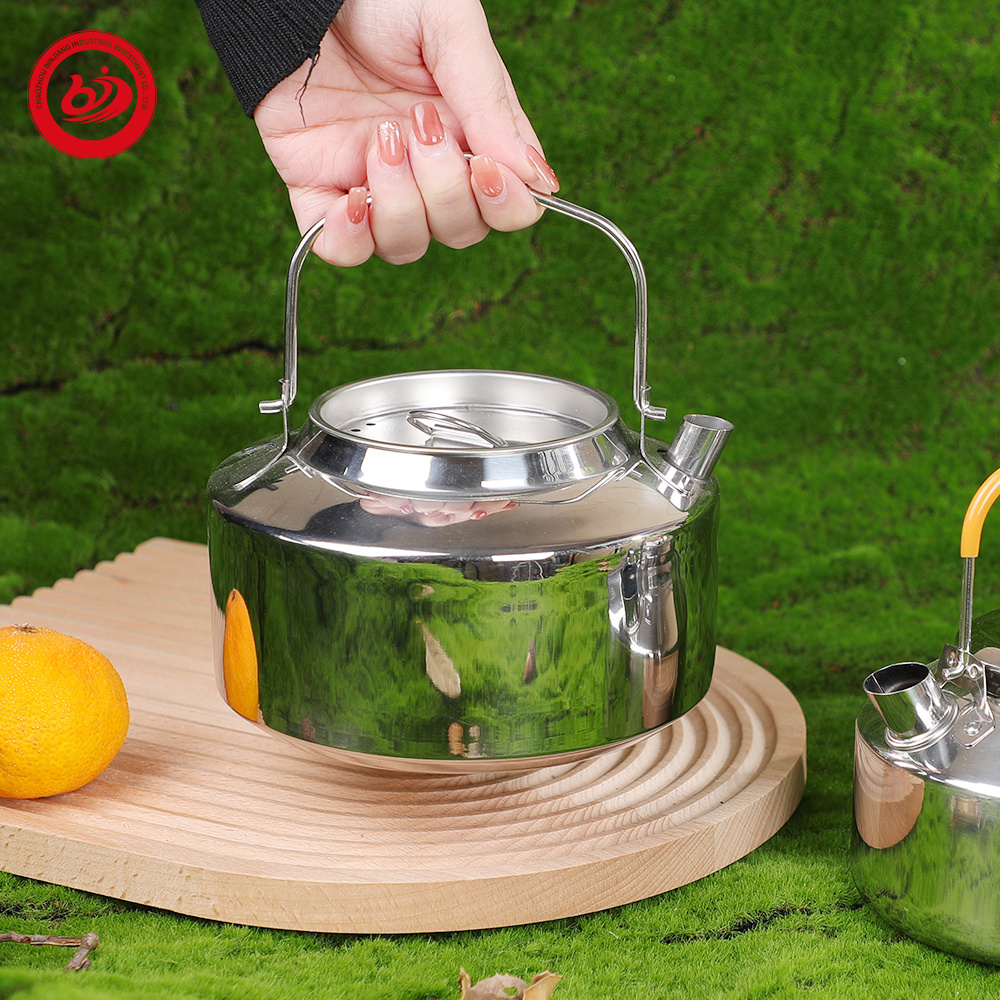 Hot Sale Portable Stainless Steel Outdoor Kettle Coffee Pot Metal Camping Teapot for Boiling Water Popular Stove Wild Camping