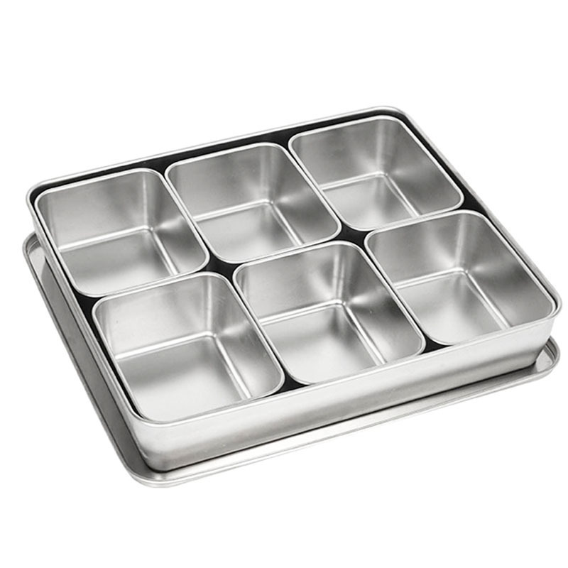 multi-compartments Japanese Yakumi Spice Pots Box Stainless Steel Condiment Box Bento Spice Jar Seasoning box with Lid