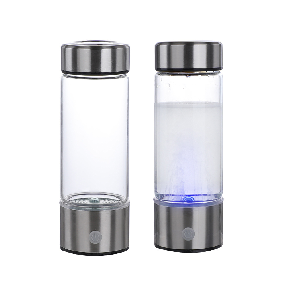 2024 New Custom Logo Portable 420ml Rechargeable Hydrogen-Rich Glass Hydrogen Ionizer Generator Water Bottle for Novelty Gifts