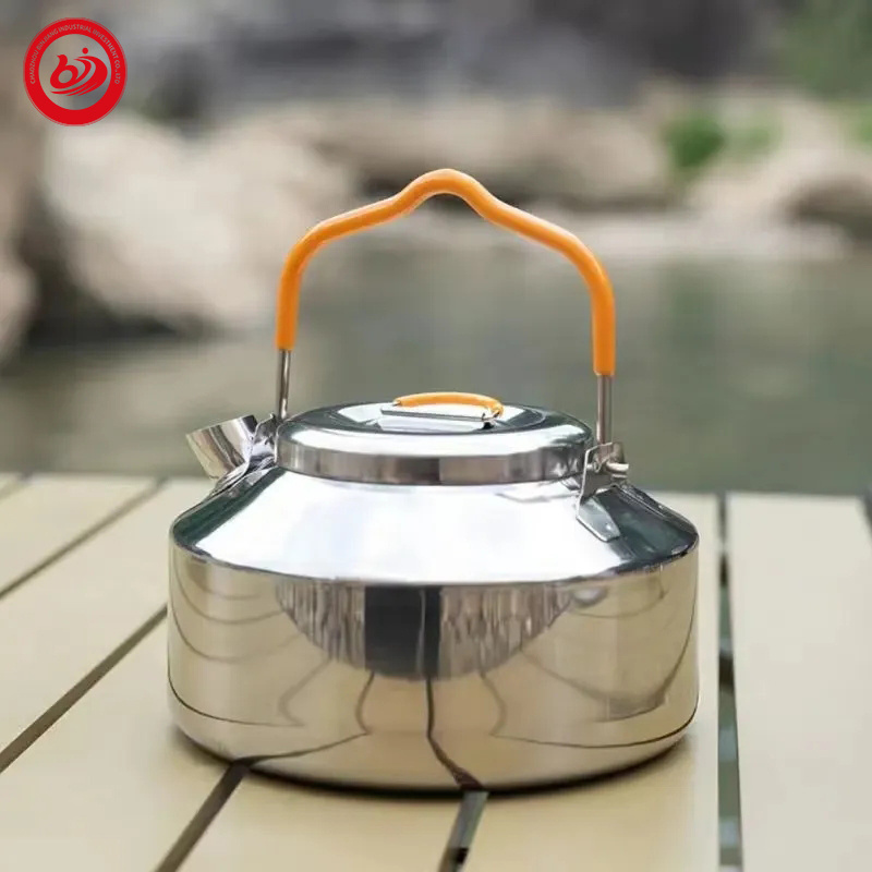 Stock Available Portable hiking product18/8 Stainless steel outdoor camping tea travel kettle with handle for camping