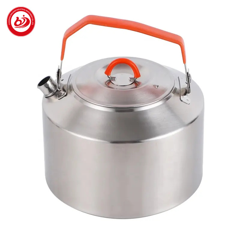 Stock Available Portable hiking product18/8 Stainless steel outdoor camping tea travel kettle with handle for camping