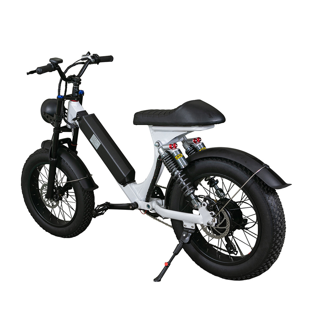 New moped-style electric bicycle with banana seat 20 inch motorized fat tire 500w super 1970s retro e-bike