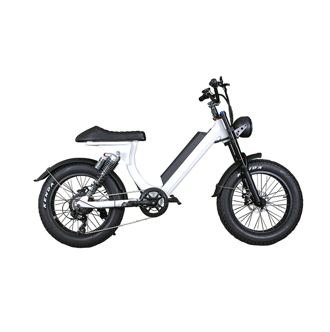 New moped-style electric bicycle with banana seat 20 inch motorized fat tire 500w super 1970s retro e-bike